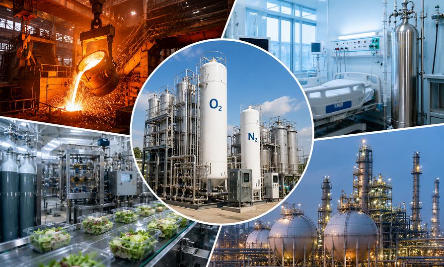 The Role of Oxygen and Nitrogen Gas Plants in Steel, Healthcare, Food, and Chemical Industries